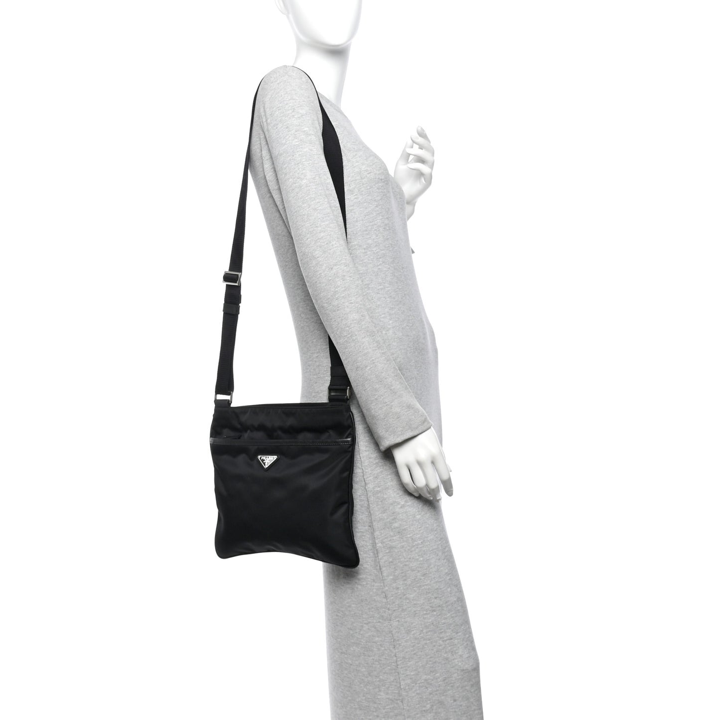 Nylon Vela Flat Messenger Bag Black