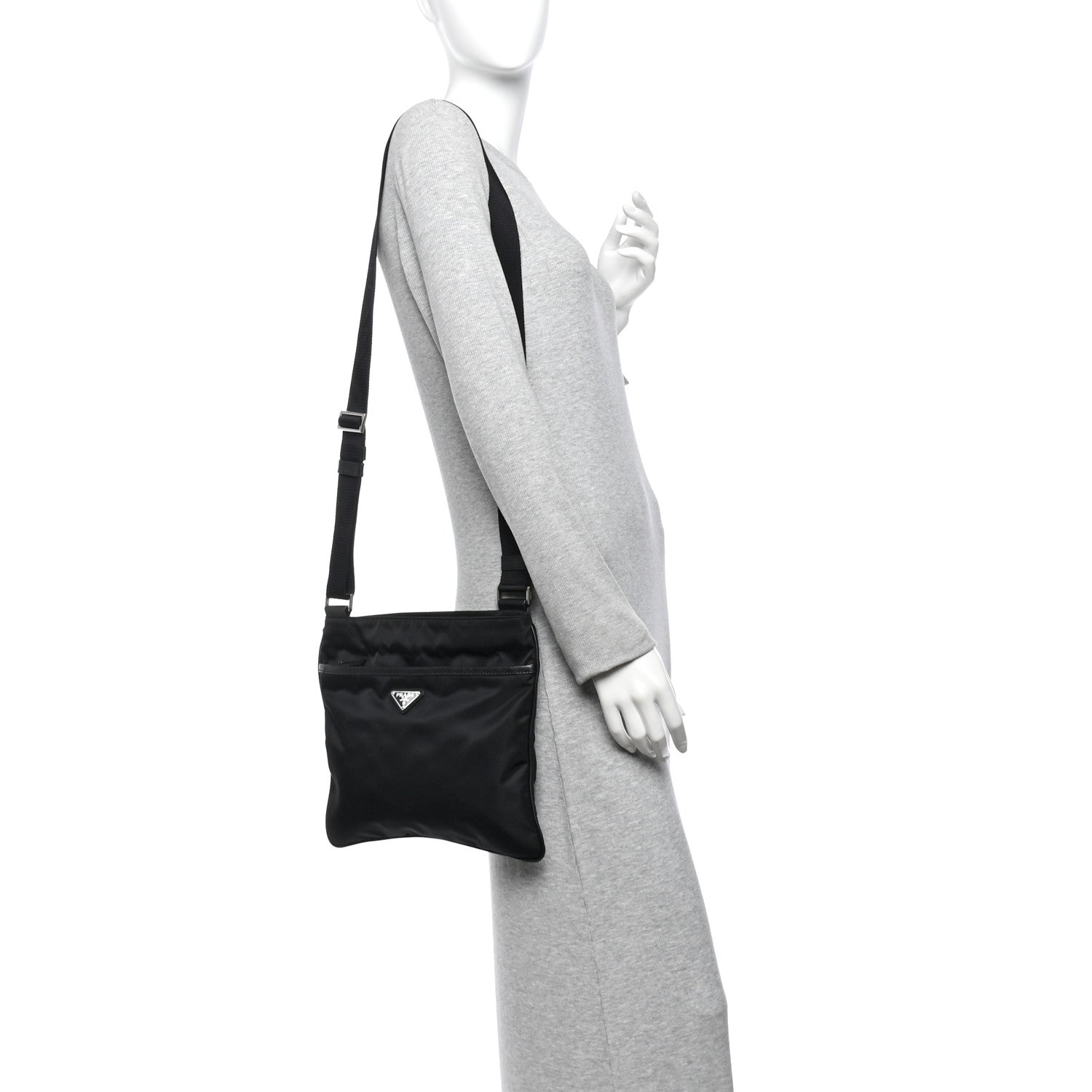 Prada Nylon Vela Flat Messenger Bag Black 2 of 10