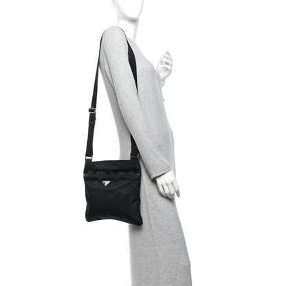Prada Nylon Vela Flat Messenger Bag Black 2 of 10