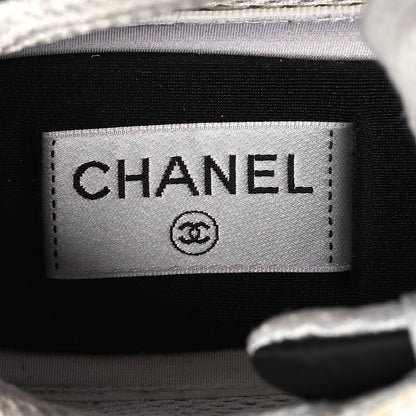 Chanel Suede Calfskin Printed CC Sneakers 38 White Black 7 of 8