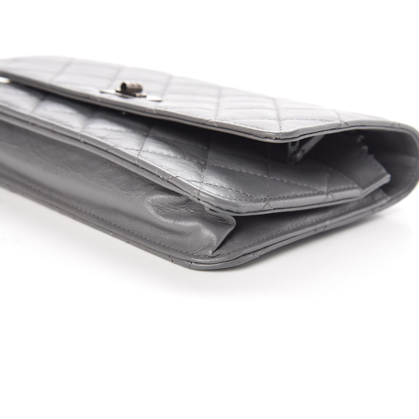 Aged Calfskin Quilted Reissue Wallet On Chain WOC Grey