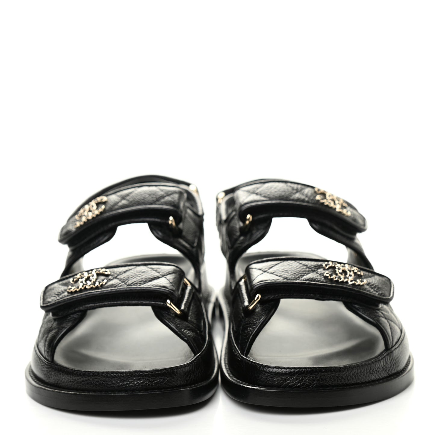 Grained Calfskin Velcro Dad Sandals 37.5 Black