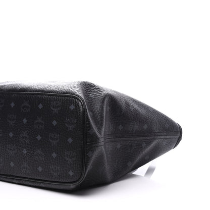 MCM Visetos Medium Anya Zip Top Shopper Tote Black 6 of 9
