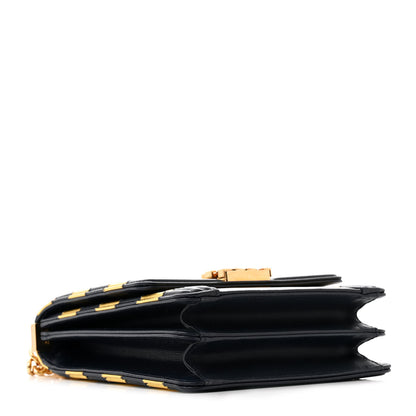 Chanel Metallic Lambskin Striped North South Boy Flap Navy Gold 4 of 11