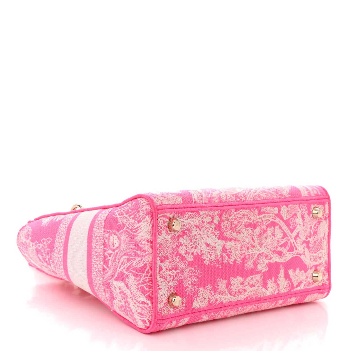 Canvas Toile De Jouy Reverse Embroidered Medium Lady D-Lite Fluorescent Pink