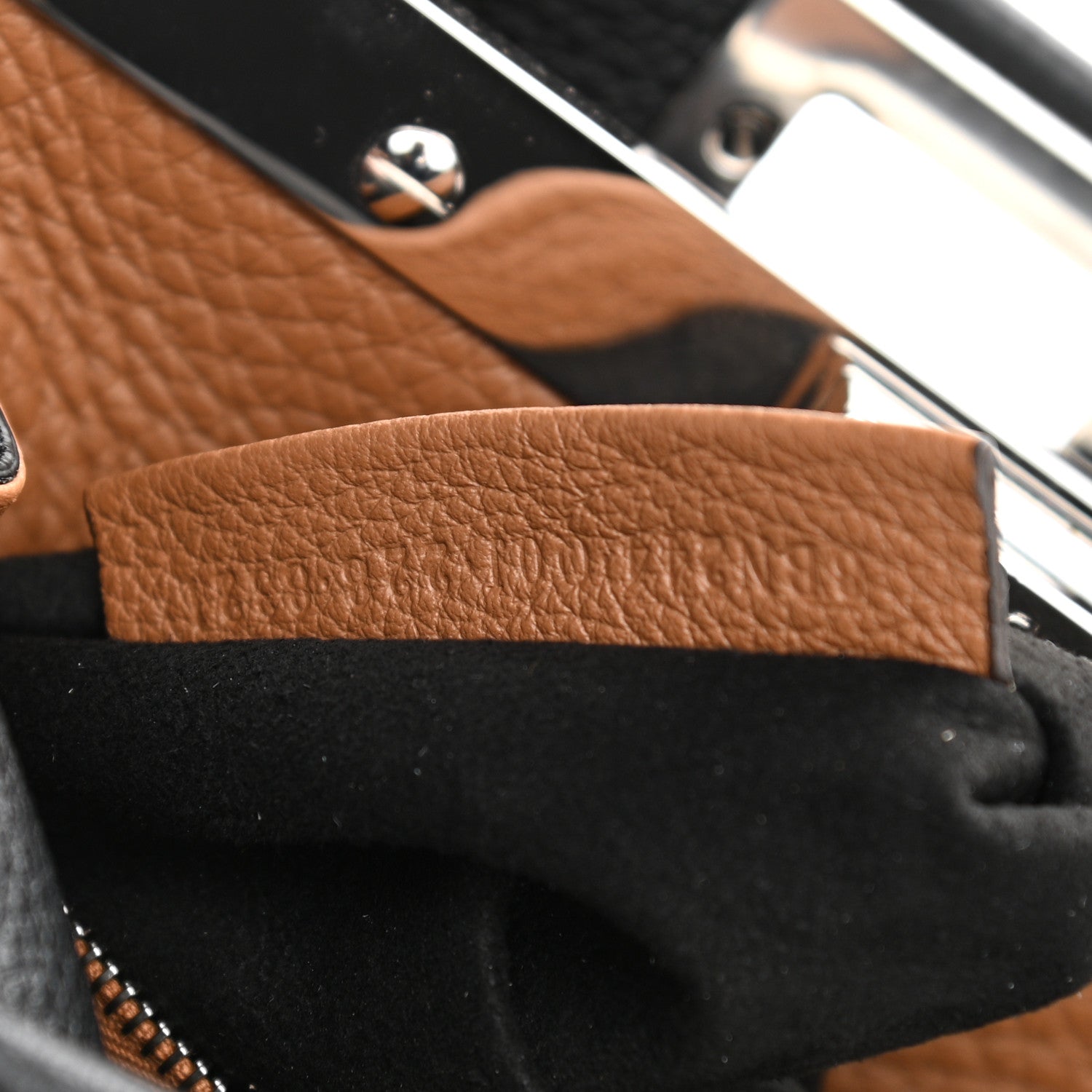 Fendi Cuoio Romano Selleria Bi-Color Mini Peekaboo Iconic Satchel Black Mou 7 of 12