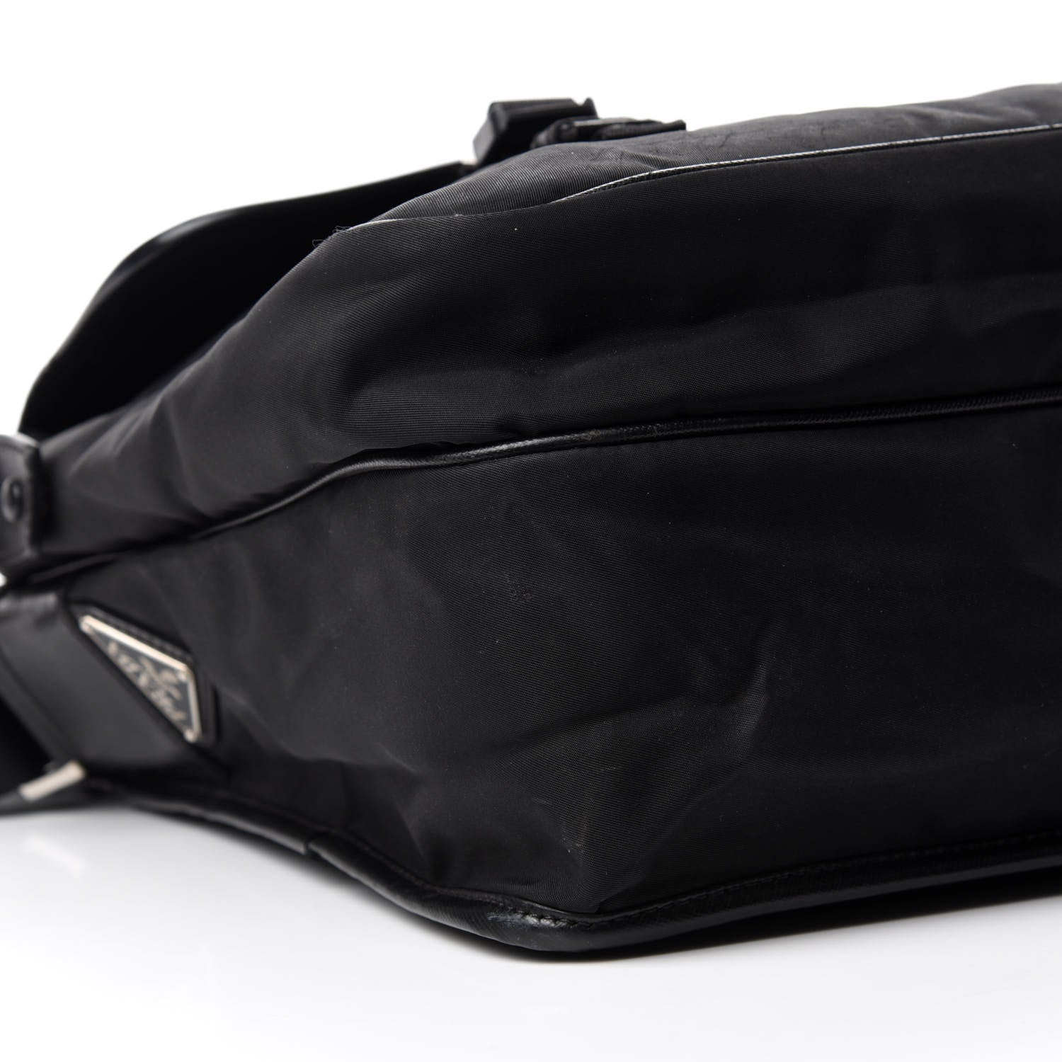 Prada Tessuto Nylon Saffiano Logo Messenger Bag Black 6 of 10
