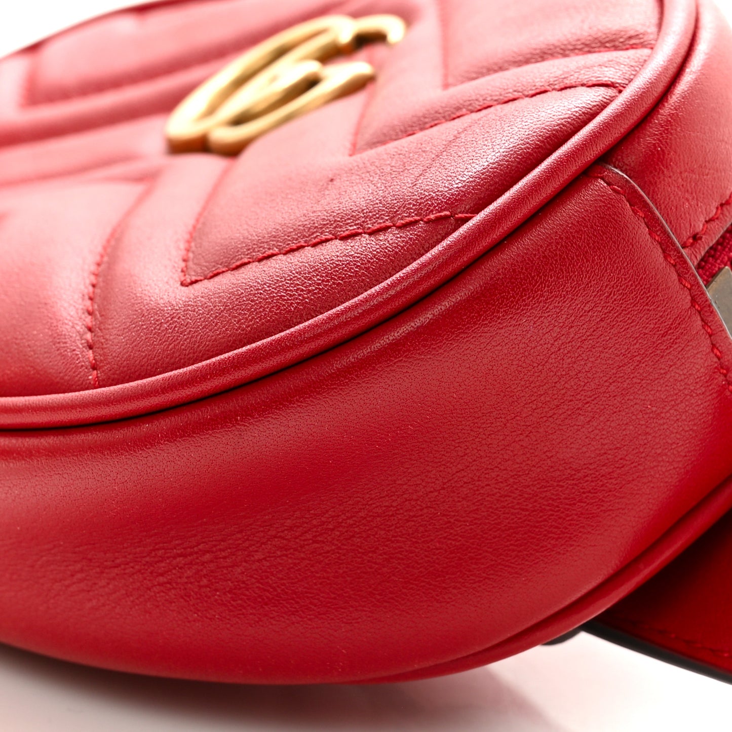 Calfskin Matelasse GG Marmont Belt Bag 85 34 Hibiscus Red
