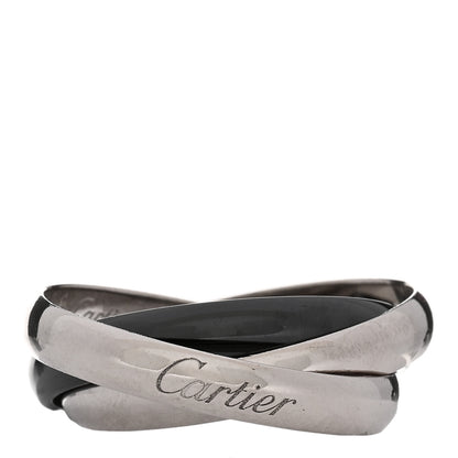 Cartier 18K White Gold Black Ceramic Trinity Ring 59 8.75 1 of 4