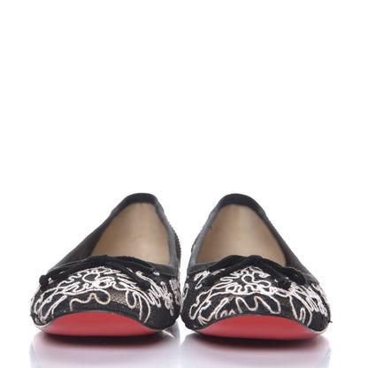 Christian Louboutin Lace Embroidered Flats 39 Black 2 of 10