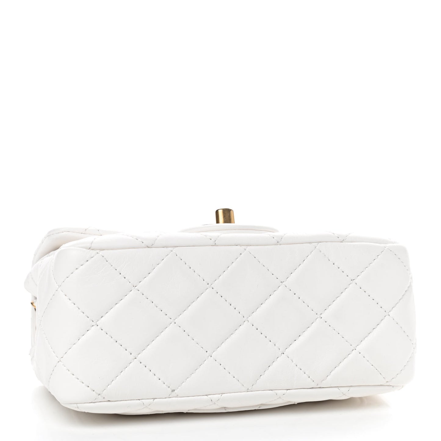 Lambskin Quilted Mini Pearl Crush Flap White