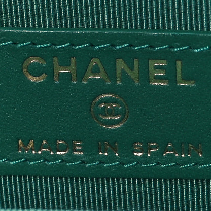 Chanel Metallic Caviar Quilted Zip Coin Purse Green 6 of 8