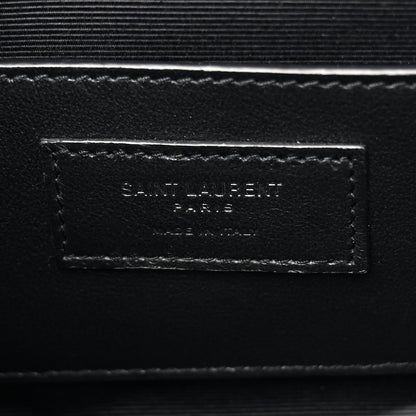 Saint Laurent Grain De Poudre Textured Mixed Matelasse Triquilt Small Monogram Monochrome Satchel Black 6 of 10