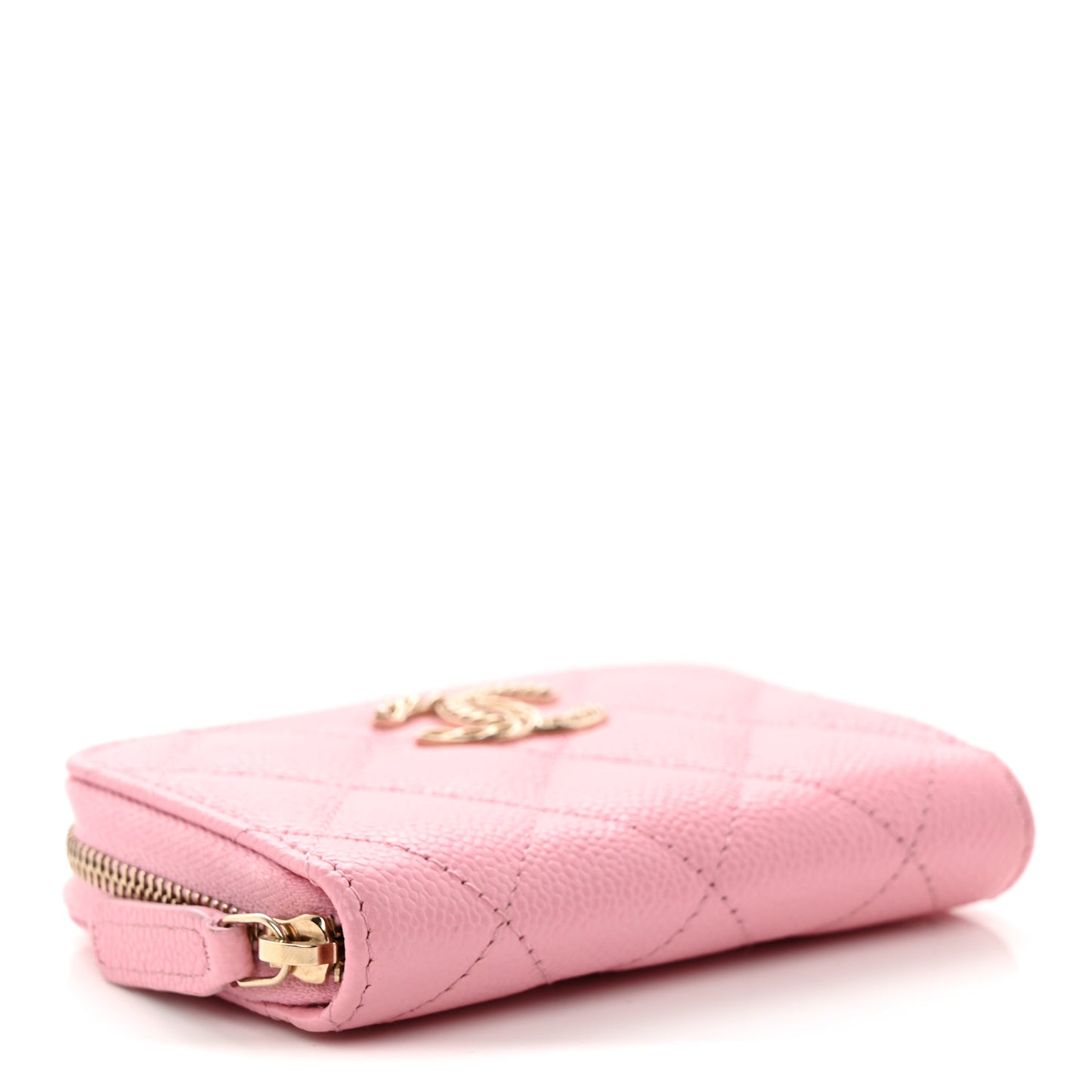 Caviar Quilted Multi Chain Zip Coin Purse Light Pink