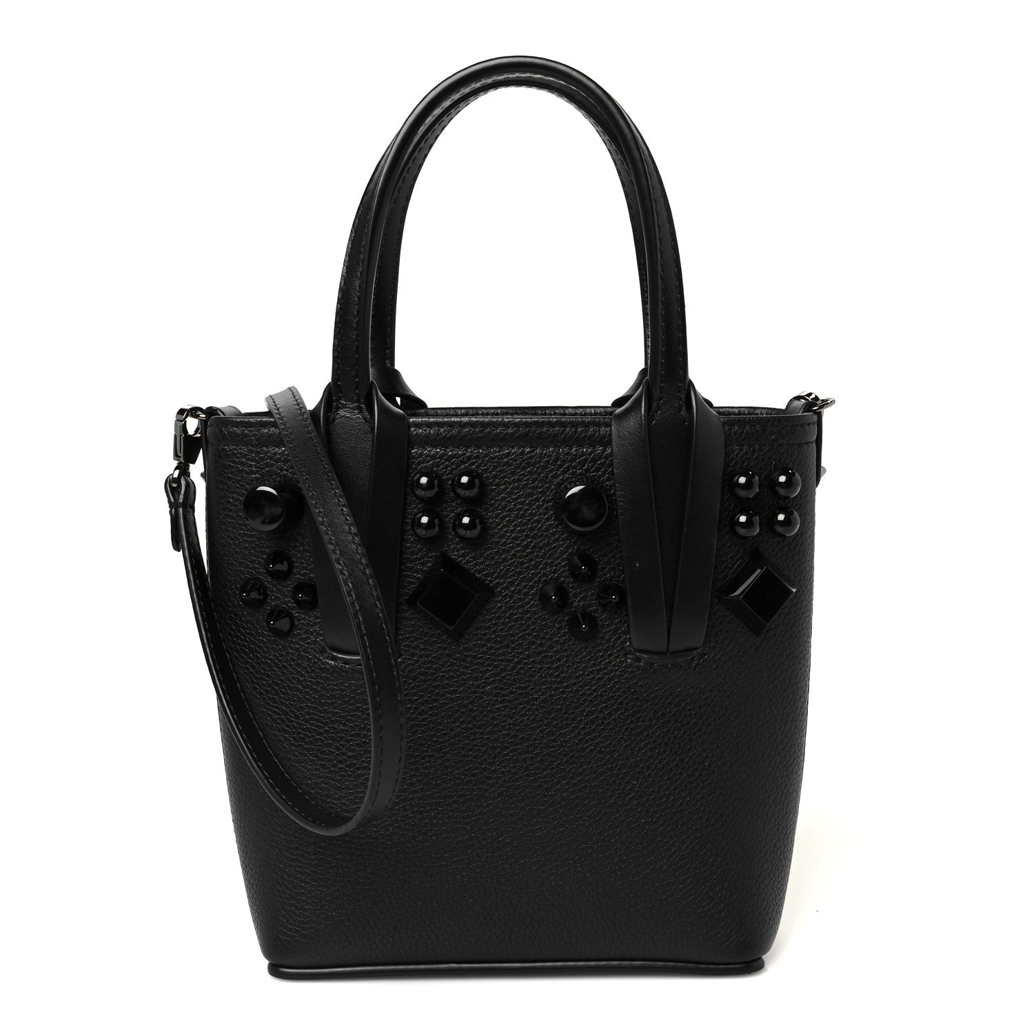 Christian Louboutin Calfskin Empire Spike Monochrome Studded Mini North South Cabata Tote Black 1 of 10