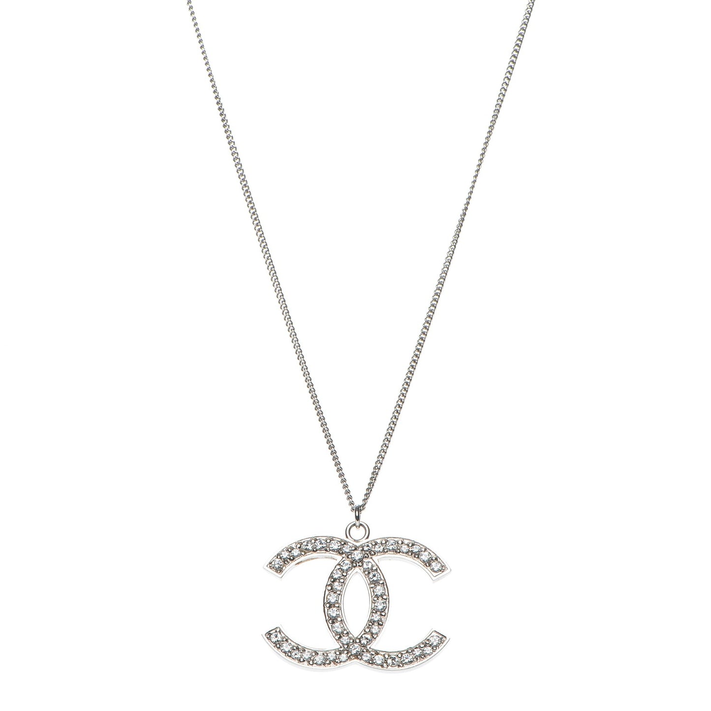 Crystal Large CC Necklace Silver
