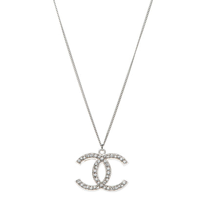 Chanel Crystal Large CC Necklace Silver 1 of 5