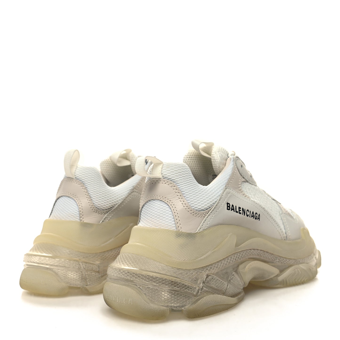 Fabric Mesh Clear Sole Womens Triple S Sneakers 39 White