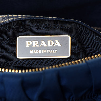 Prada Tessuto Nylon Nappa Braided Gaufre Shoulder Bag Bleuette 6 of 12