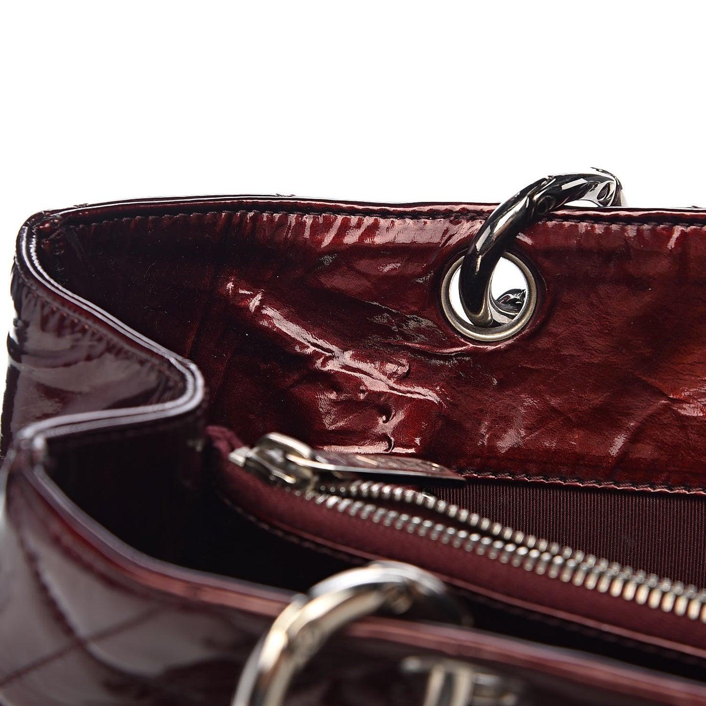Patent Quilted Grand Shopping Tote GST Dark Bordeaux