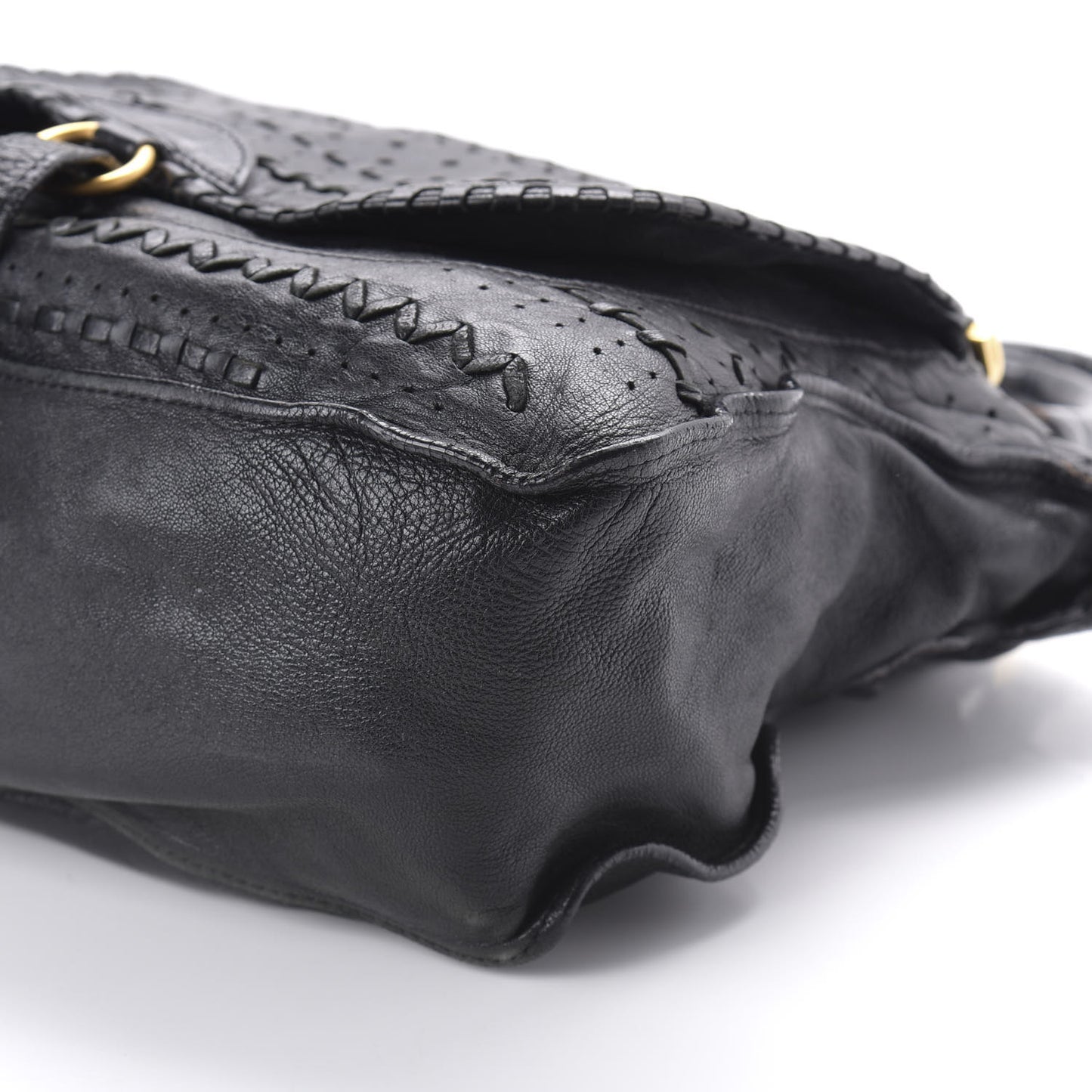 Calfskin Embroidered Medium Marcie Satchel Black