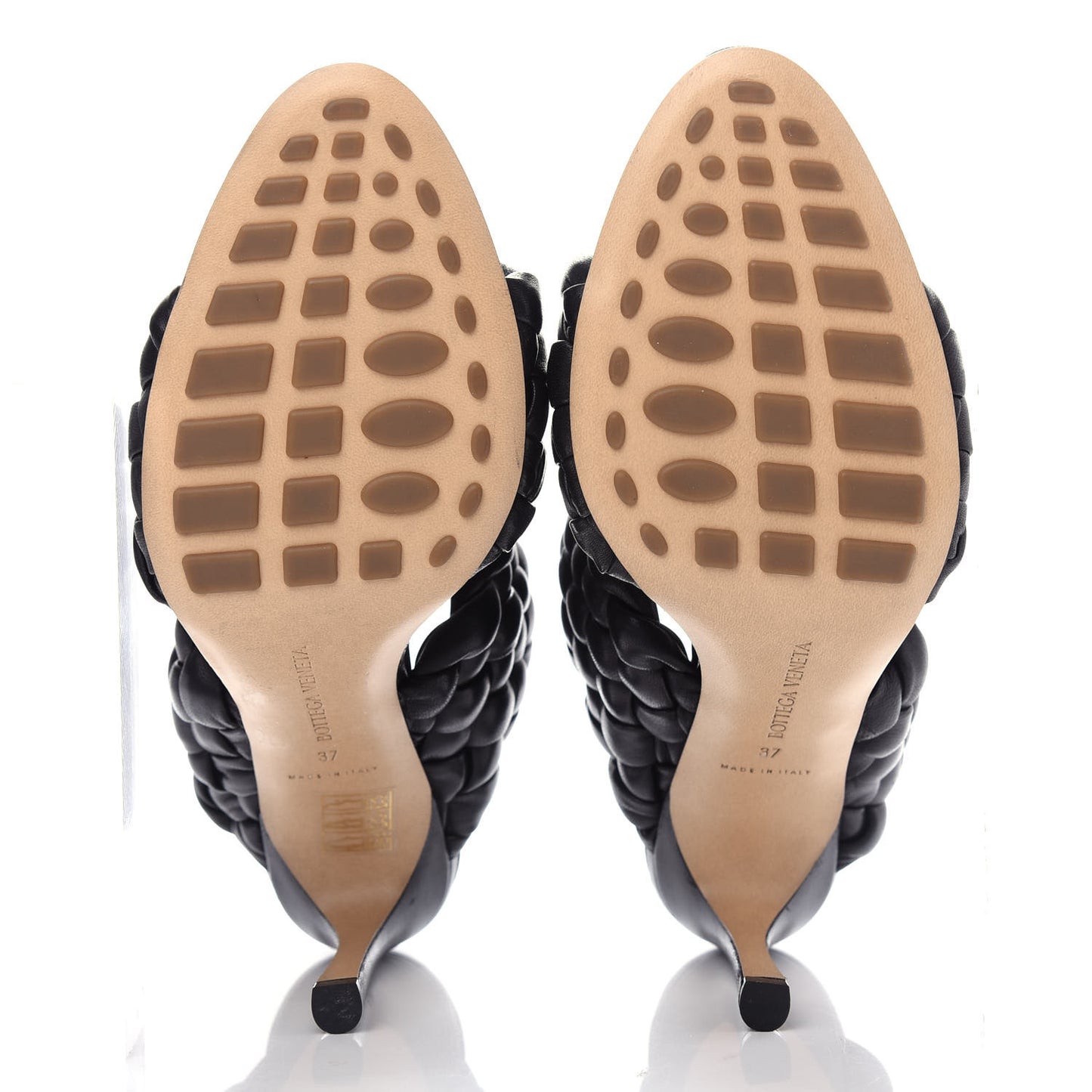Nappa Twisted Padded Intrecciato Curve Slide Sandals 37 Black