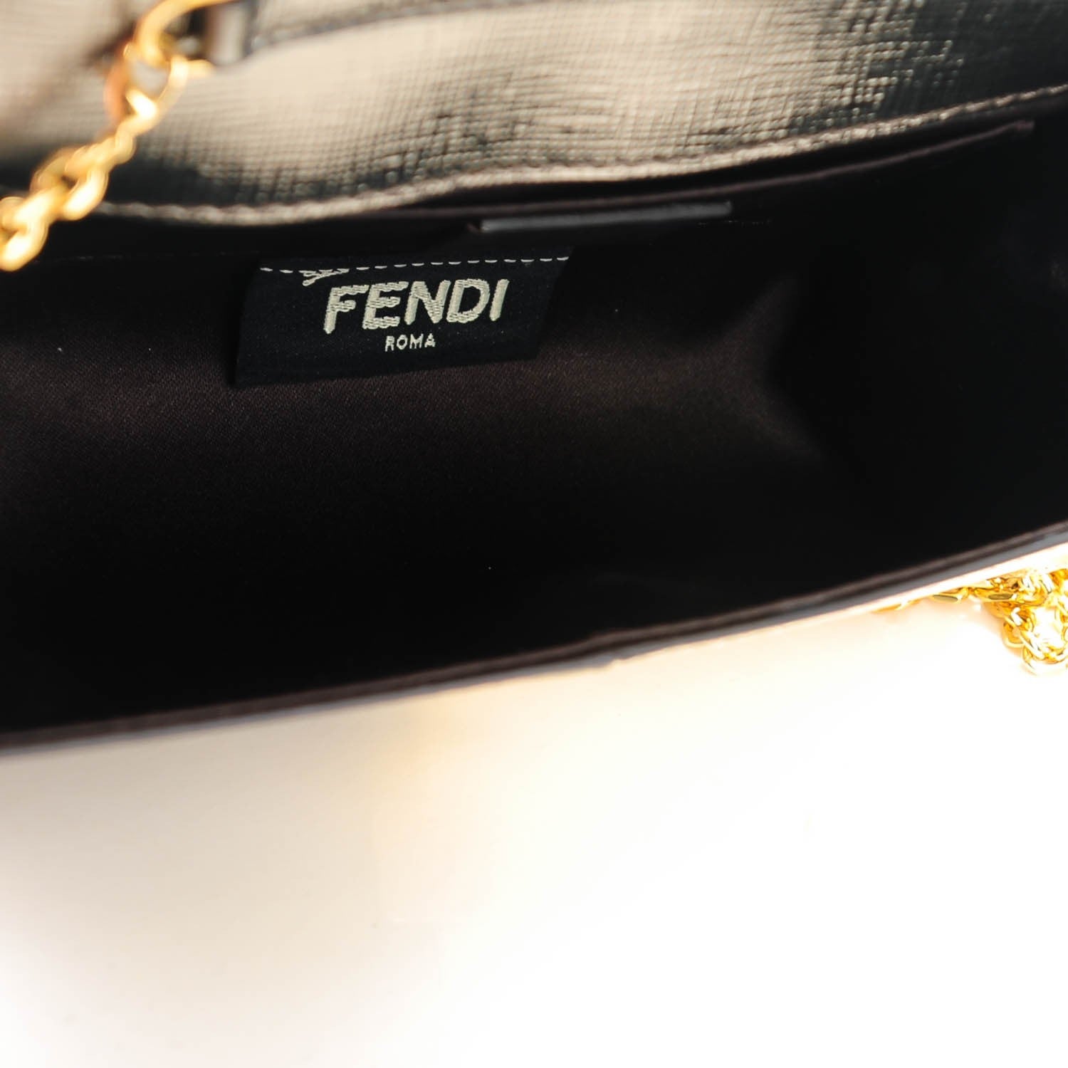 Fendi Vitello Mirror Elite Bi-Color Mini Rush Clutch Gold Grey 5 of 8