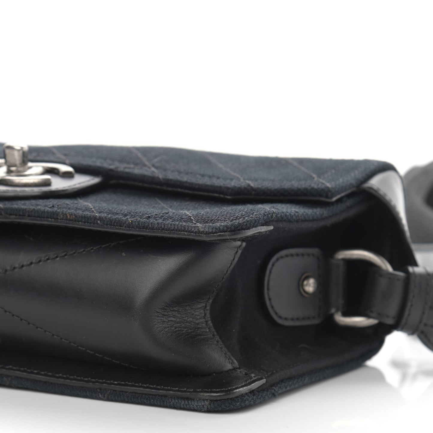 Fabric Quilted Small Flap Bag Navy
