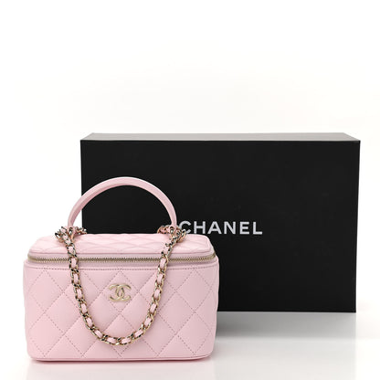 Chanel Lambskin Quilted Small Top Handle Vanity Case With Chain Light Pink 12 of 12