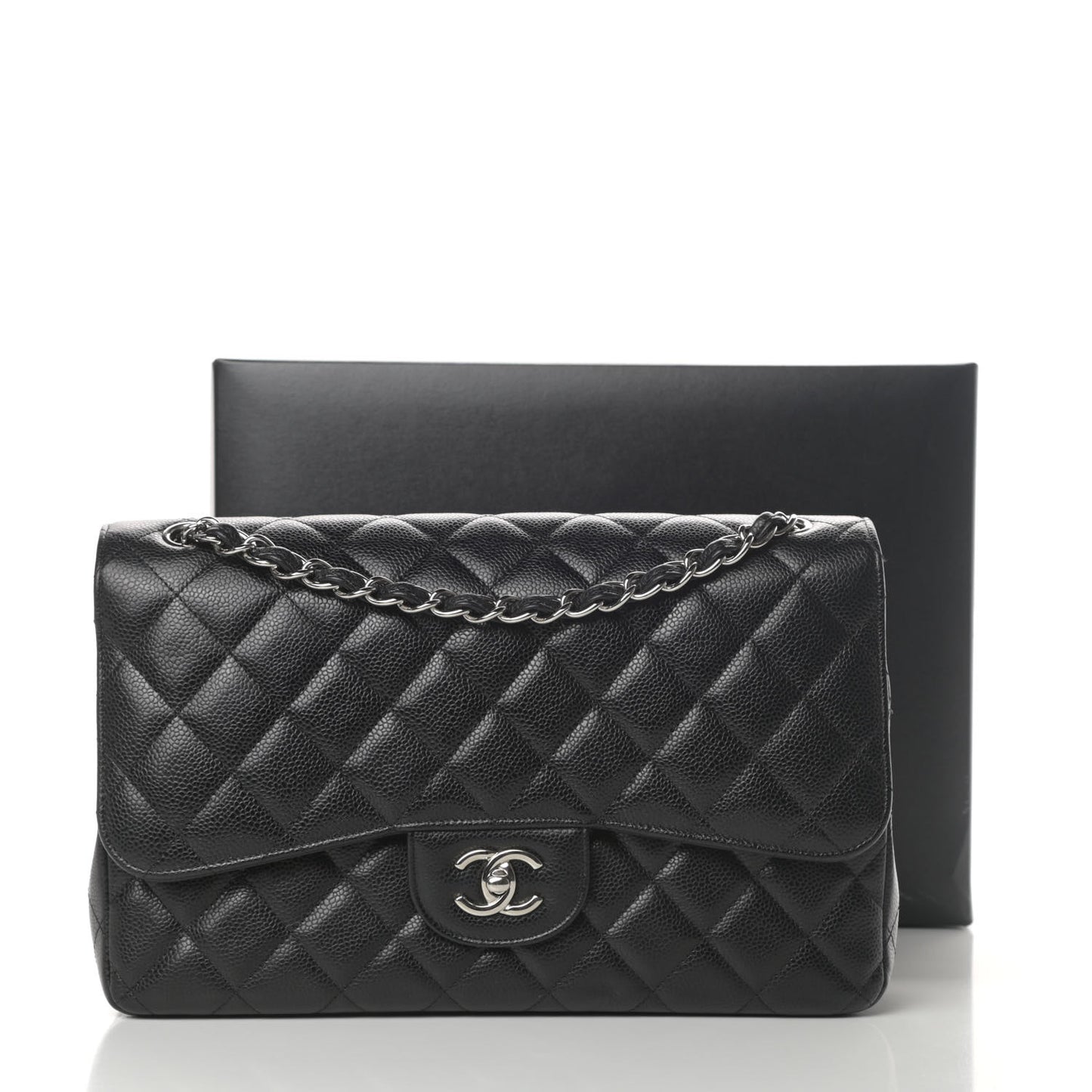 Caviar Quilted Jumbo Double Flap Black