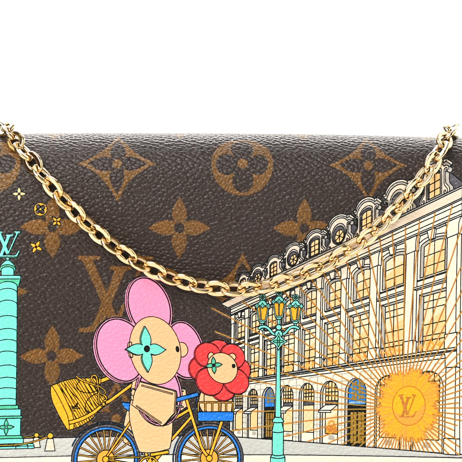Louis Vuitton Monogram 2022 Christmas Animation Paris Pochette Felicie Chain Wallet Pink 5 of 8