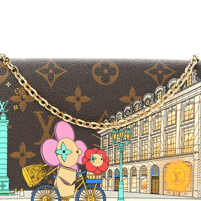 Louis Vuitton Monogram 2022 Christmas Animation Paris Pochette Felicie Chain Wallet Pink 5 of 8