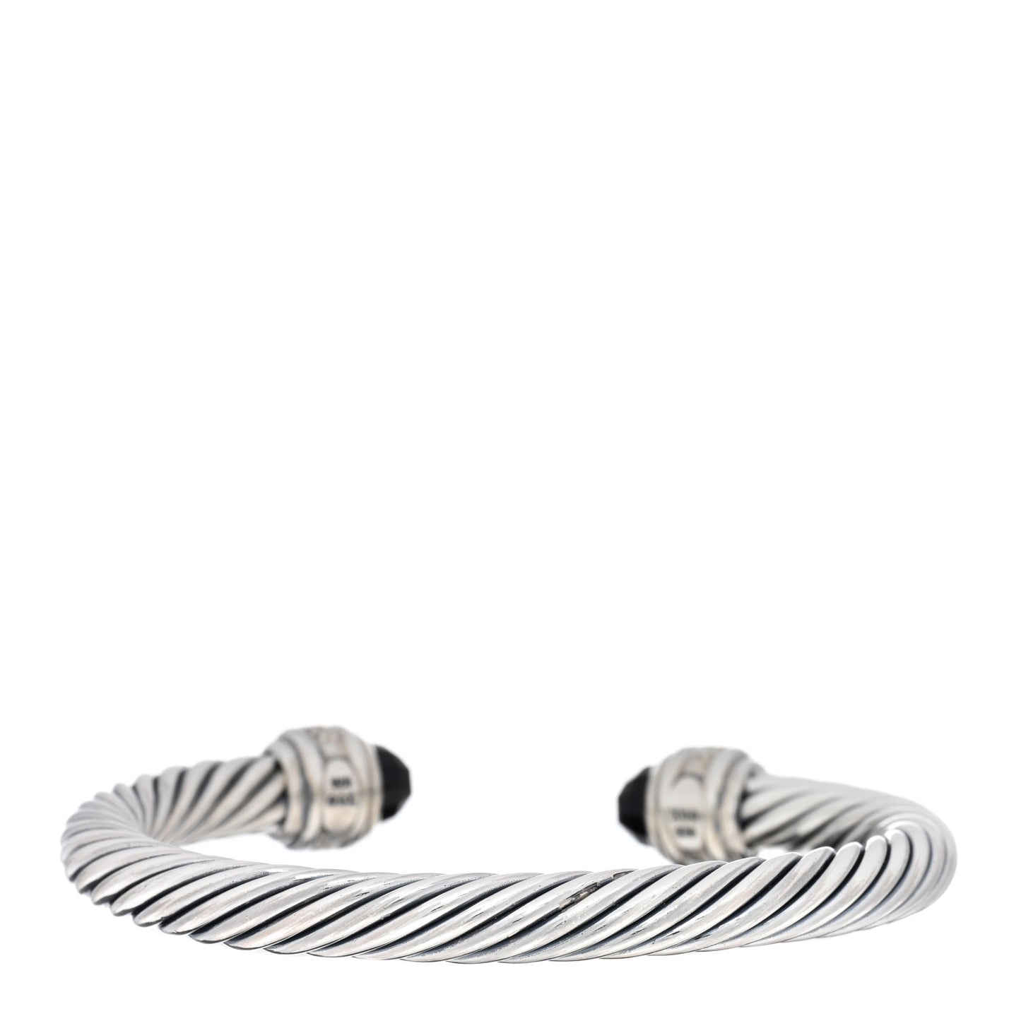 Sterling Silver Diamond Black Onyx 7mm Cable Classics Bracelet