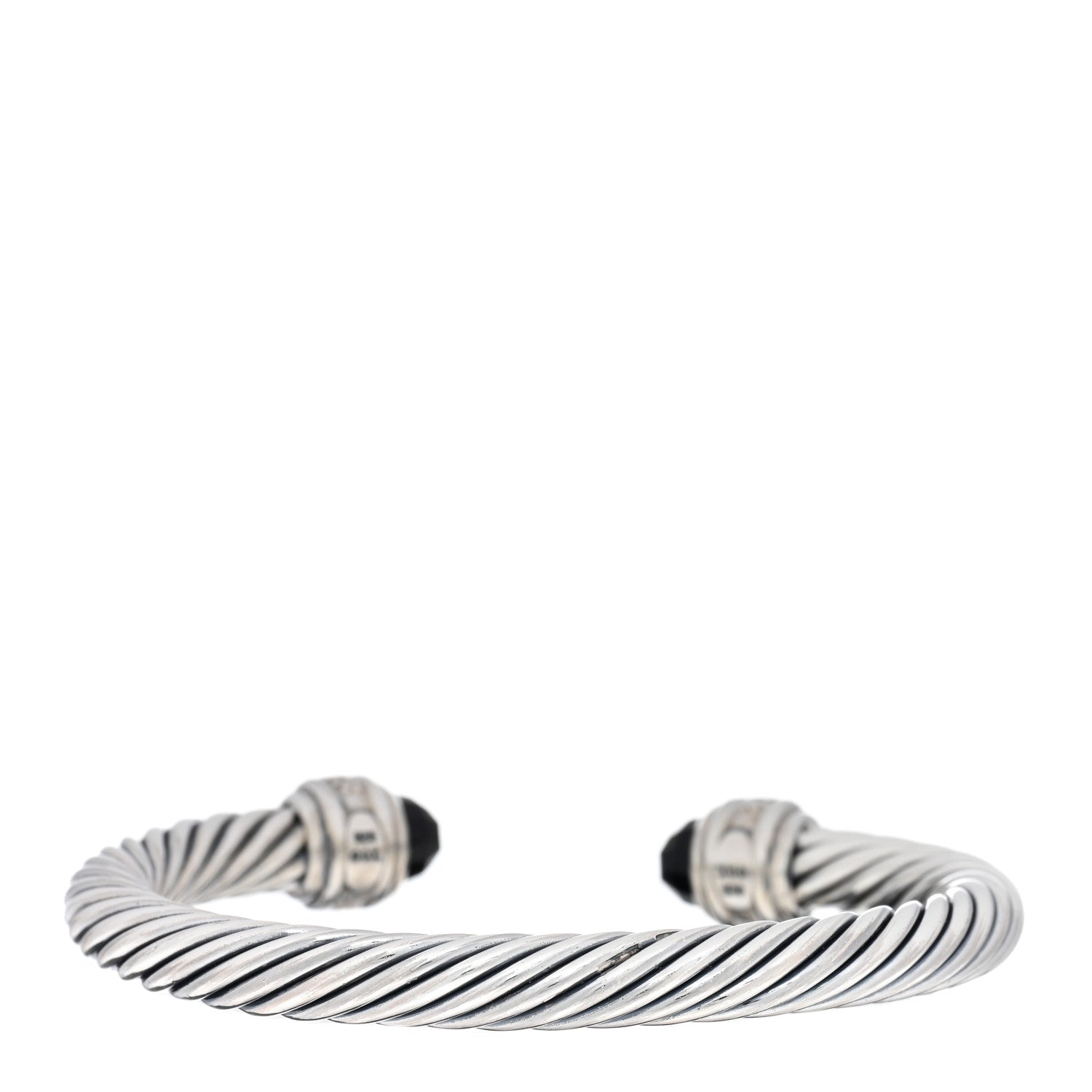 David Yurman Sterling Silver Diamond Black Onyx 7mm Cable Classics Bracelet 2 of 3