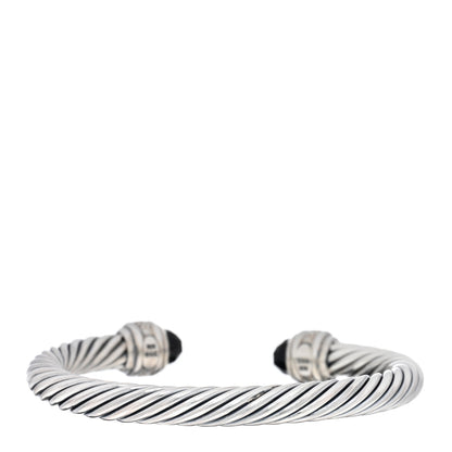 David Yurman Sterling Silver Diamond Black Onyx 7mm Cable Classics Bracelet 2 of 3