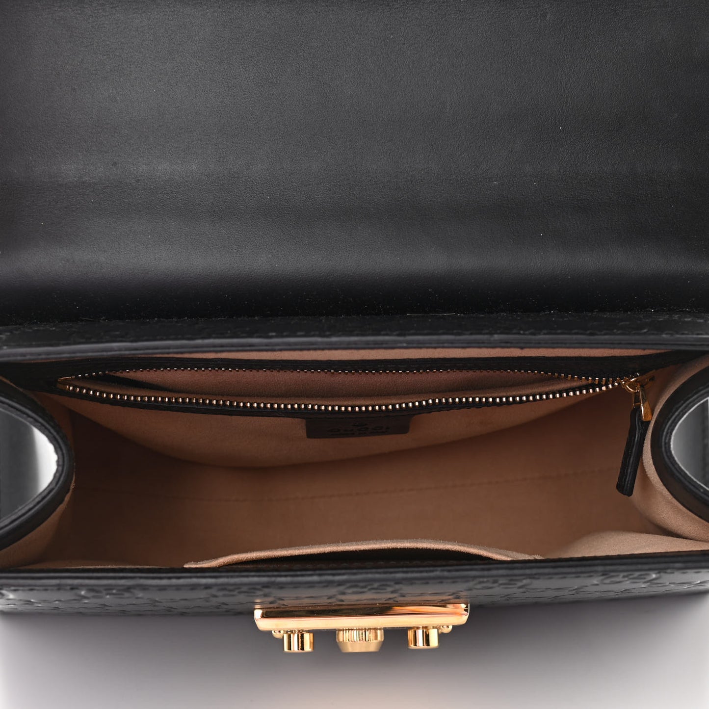 Guccissima Signature Small Padlock Top Handle Bag Black