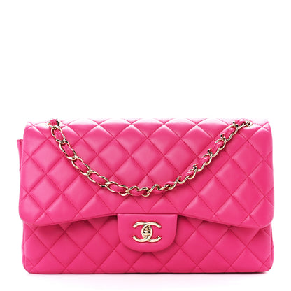 Chanel Lambskin Quilted Jumbo Double Flap Dark Pink 1 of 12