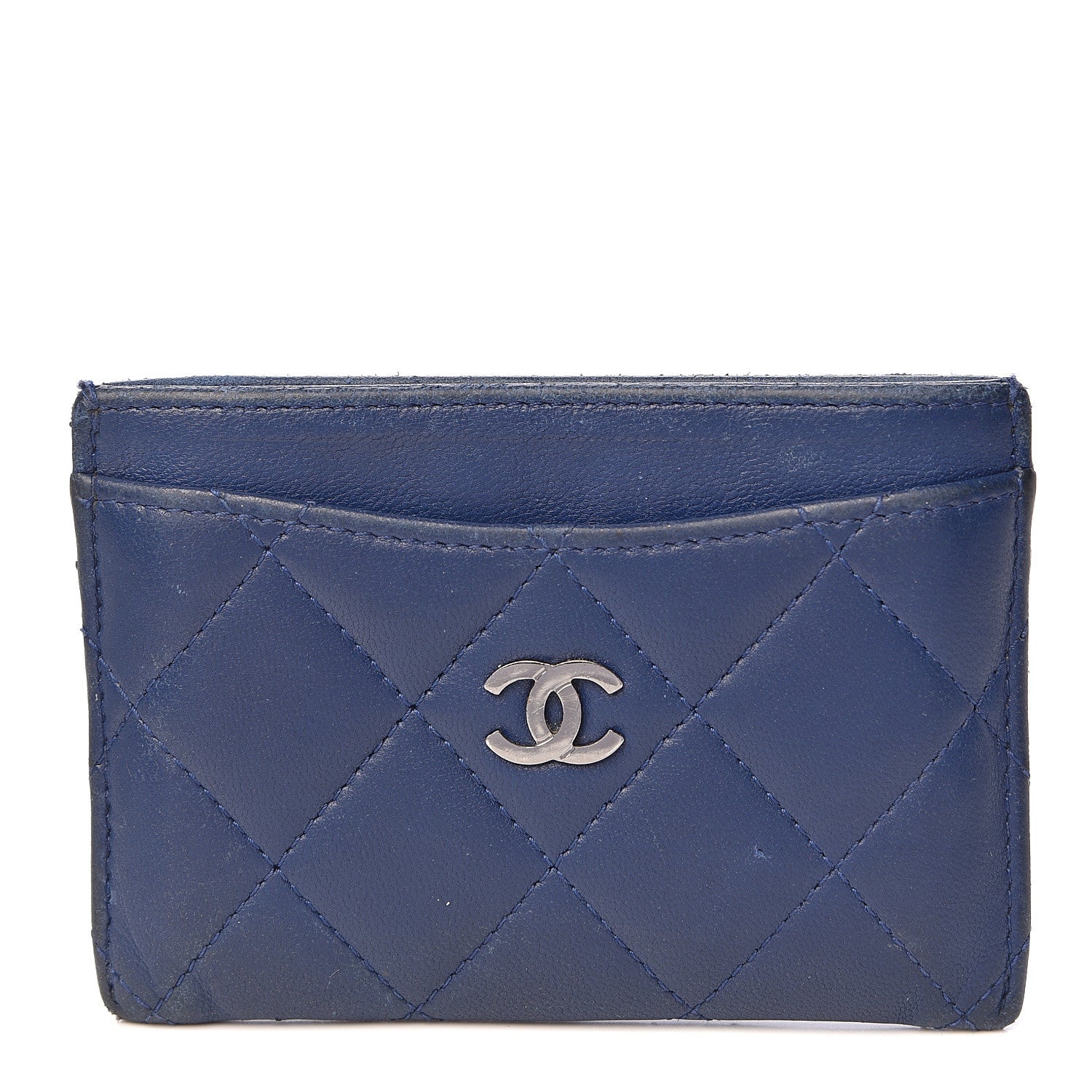 Chanel Lambskin Quilted Card Holder Navy Blue 1 of 13