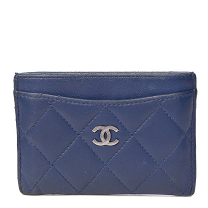 Chanel Lambskin Quilted Card Holder Navy Blue 1 of 13