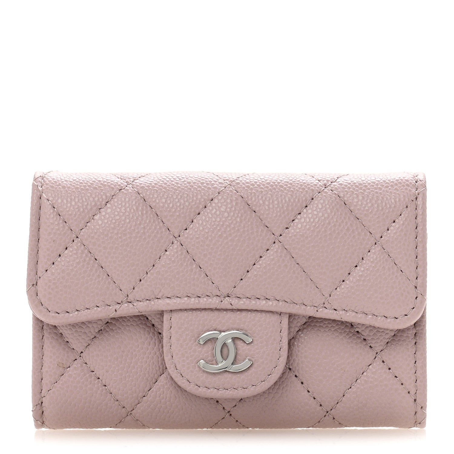 Chanel Caviar Quilted Flap Card Holder Wallet Light Pink 1 of 9