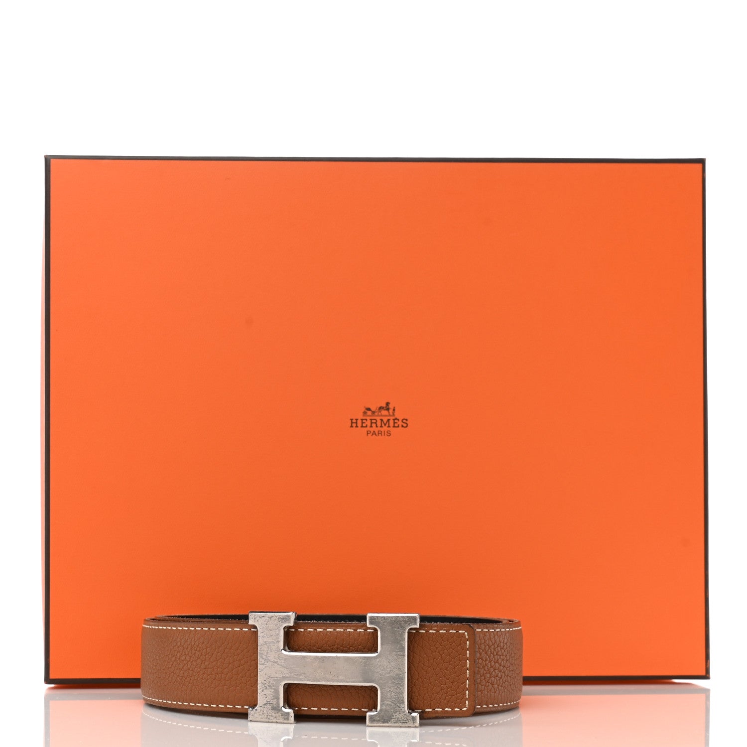 Hermes Box Togo 32mm H Belt 85 Black Gold 10 of 10