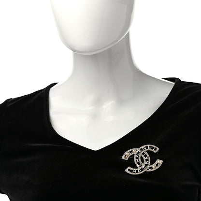 Chanel Crystal Pearl Coco CC Logo Brooch Gold 2 of 5