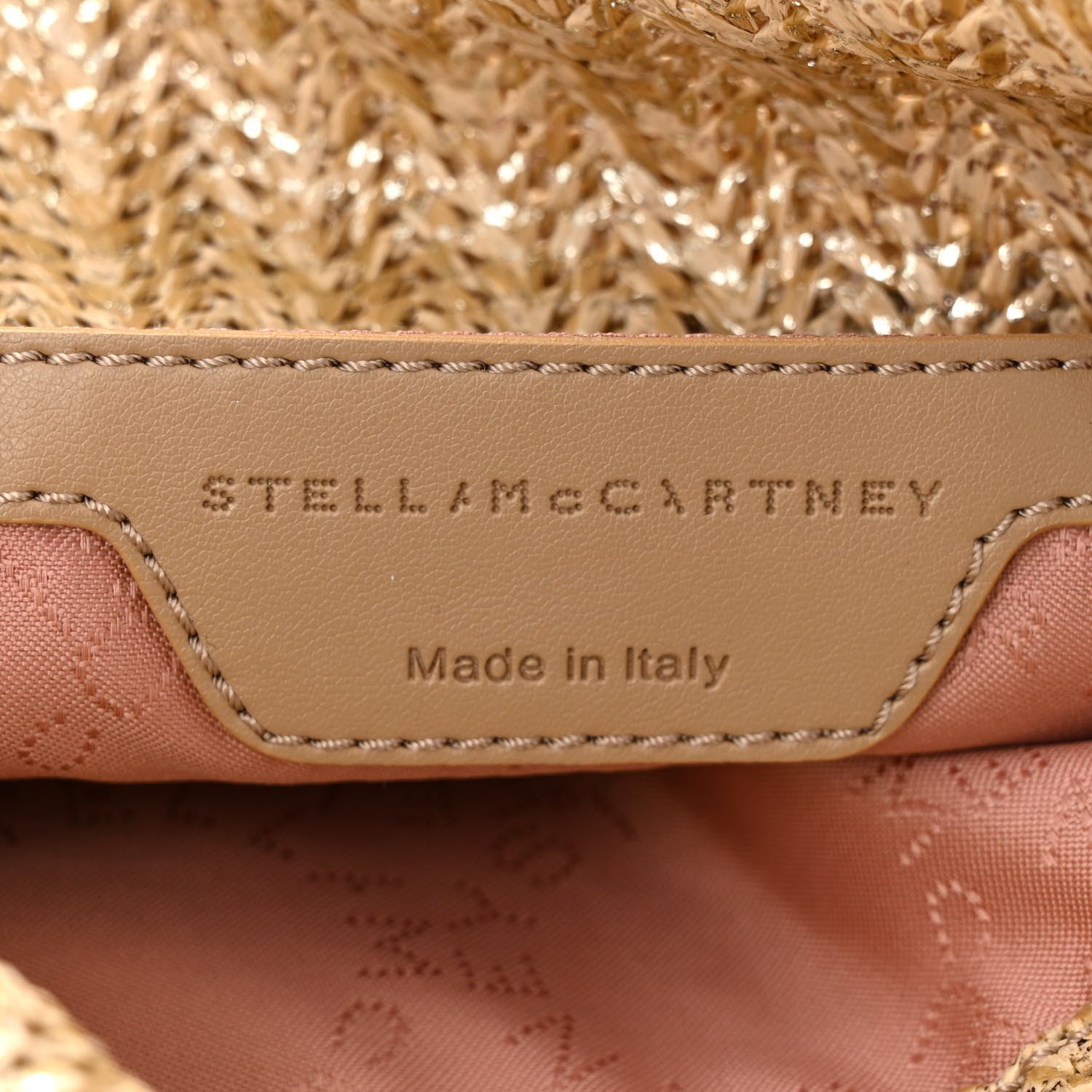 Stella McCartney Metallic Raffia Mini Falabella Tote Gold 6 of 10