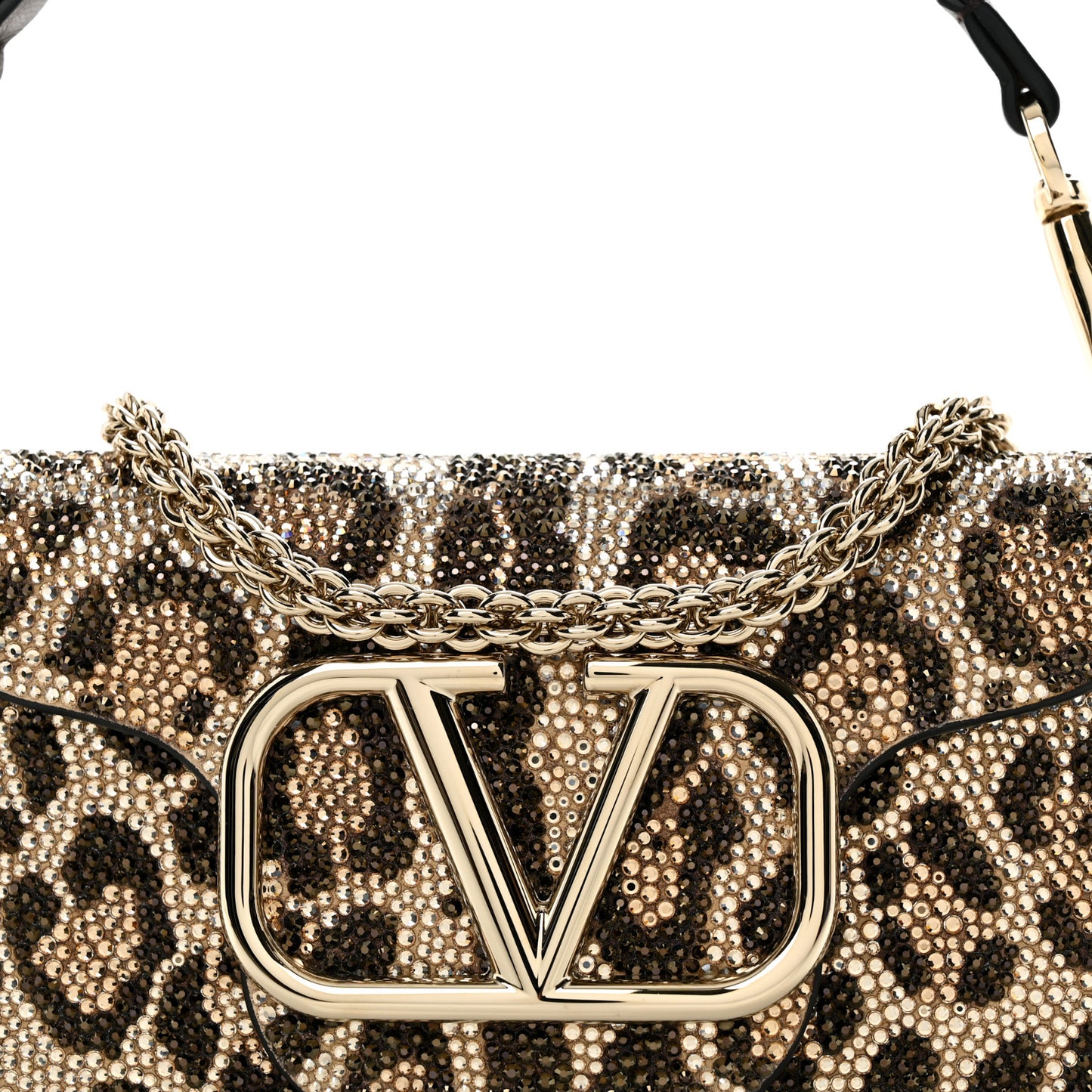 Crystal Leopard Embroidered Vlogo Small Loco Shoulder Bag Multicolor Teak Brown