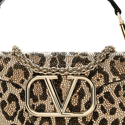 Valentino Garavani Crystal Leopard Embroidered Vlogo Small Loco Shoulder Bag Multicolor Teak Brown 7 of 9