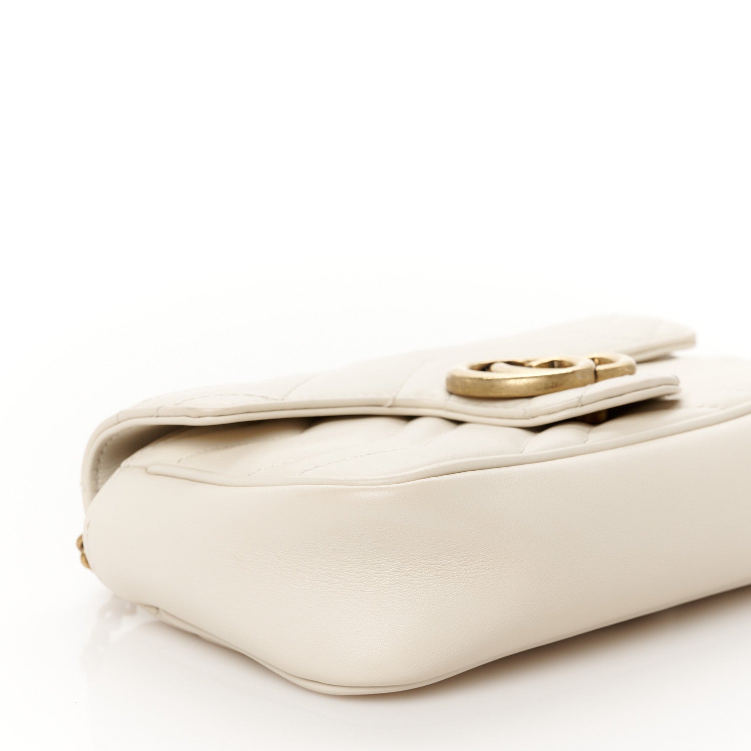 Gucci Calfskin Matelasse Super Mini GG Marmont Shoulder Bag White 9 of 10