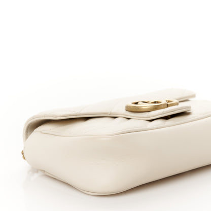 Gucci Calfskin Matelasse Super Mini GG Marmont Shoulder Bag White 9 of 10