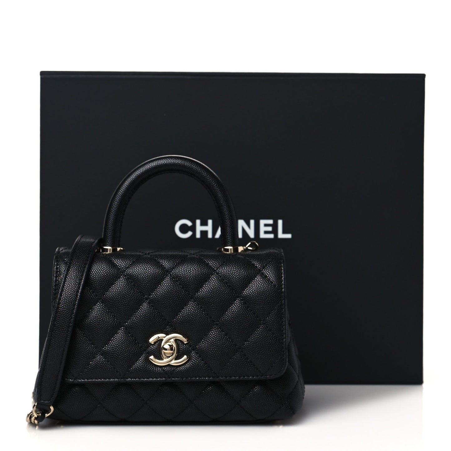 Caviar Quilted Extra Mini Coco Handle Flap Black