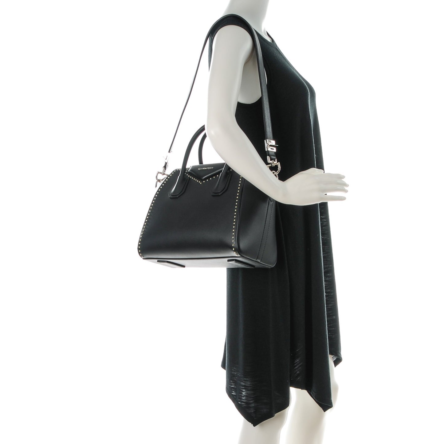 Calfskin Small Studded Antigona Black