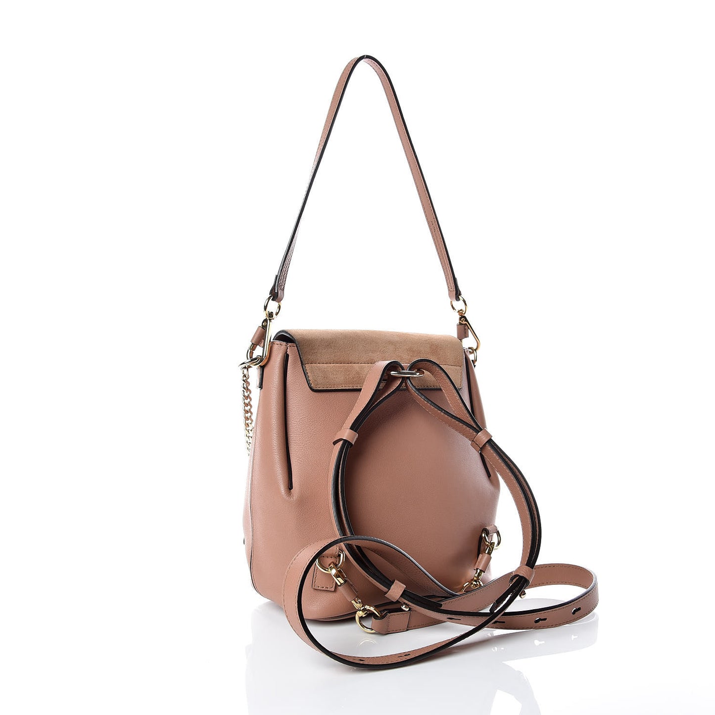 Suede Calfskin Small Faye Backpack Nougat